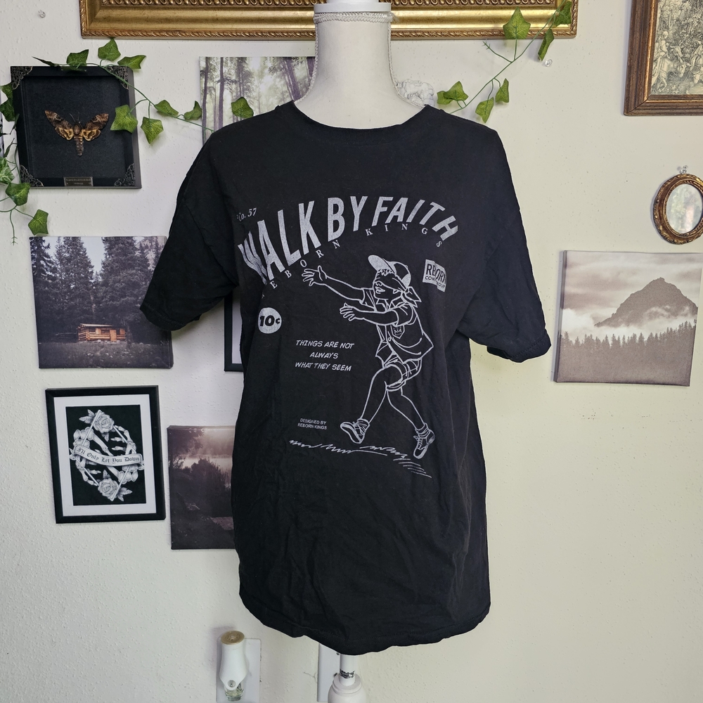 Walk By Faith Black Graphic Tee